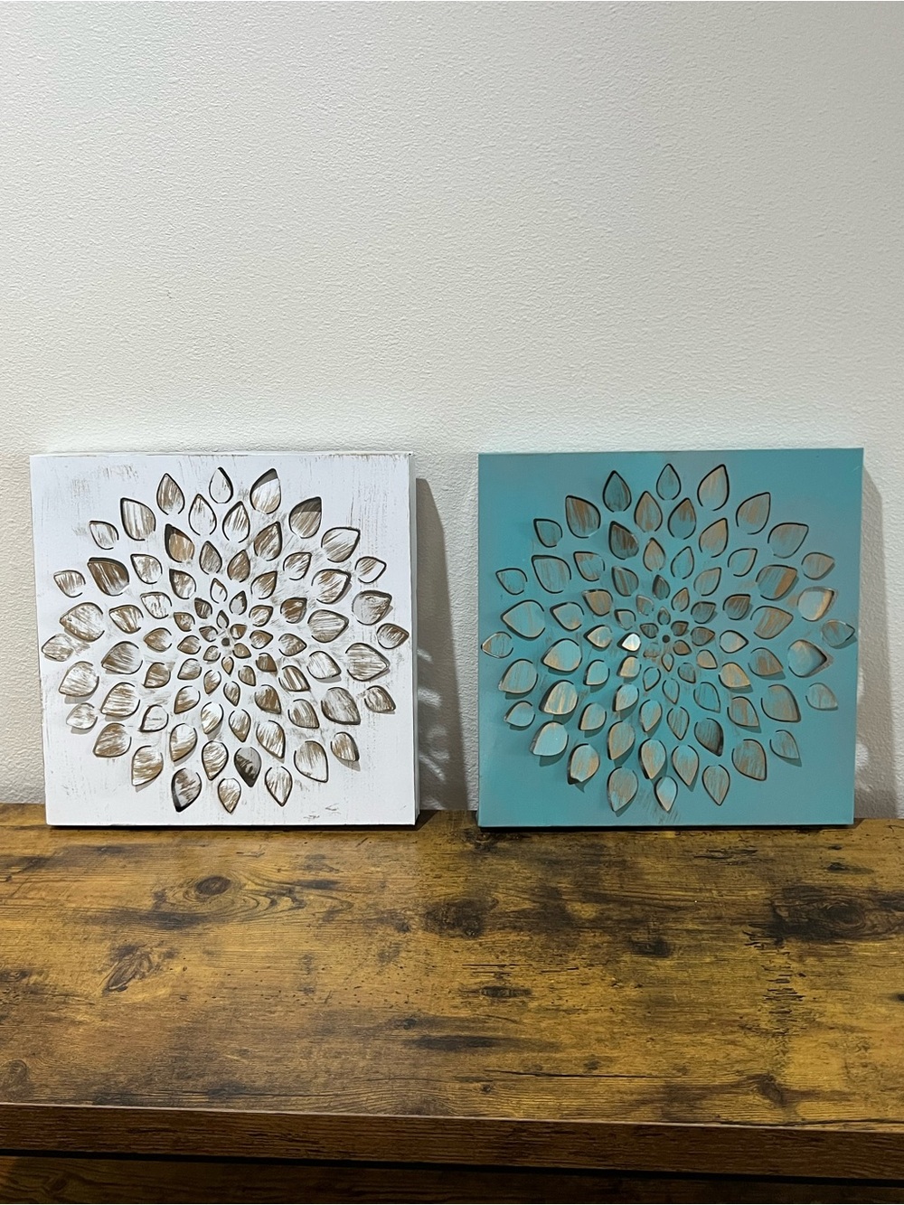 Set of 2 Metal Flower Burst Wall Art